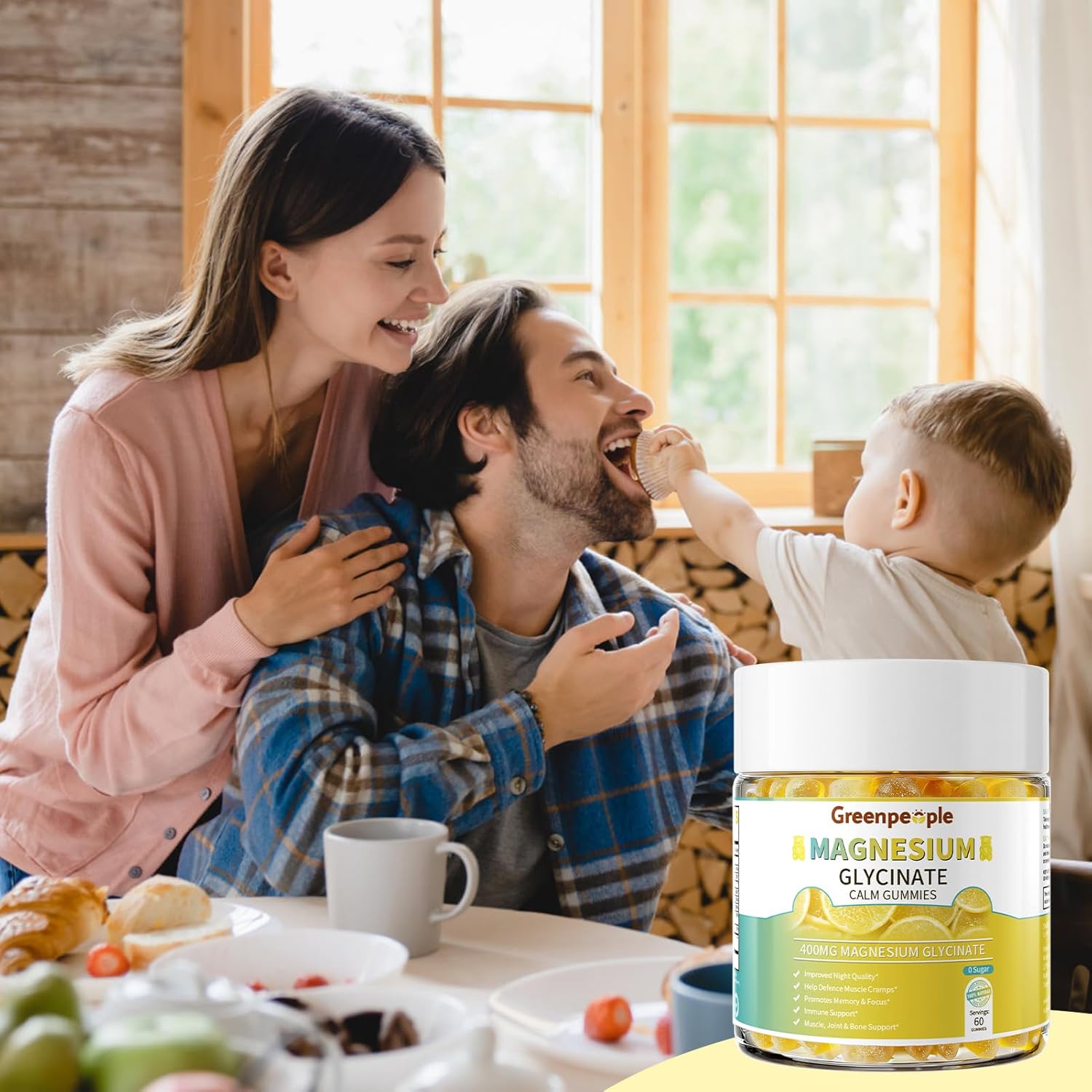 GreenPeople Sugar-Free Magnesium Glycinate Gummies – 400mg Advanced Calm & Sleep Support with Vitamin D3, B6 & Calcium (60 Count) - GreenPeople