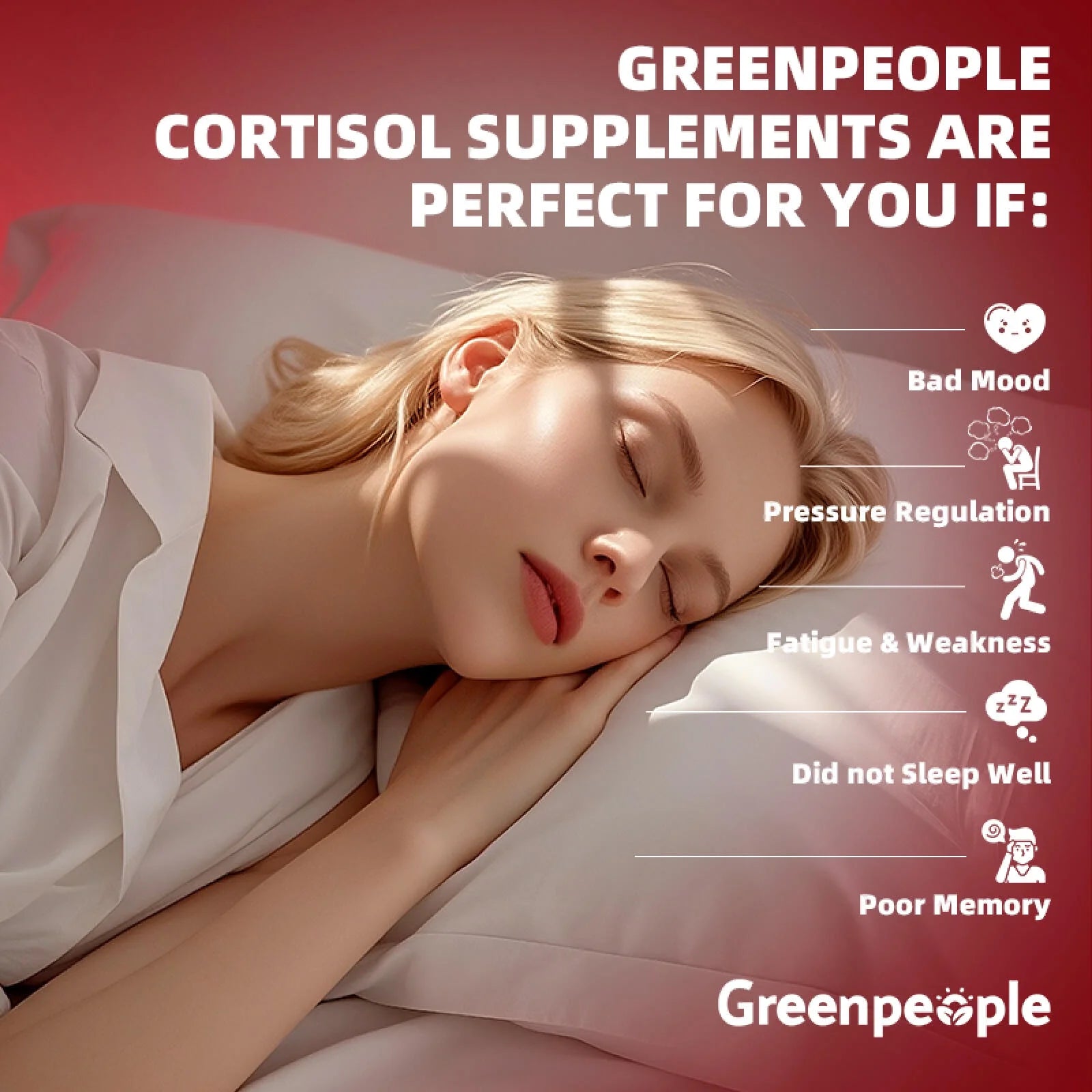 GreenPeople Cortisol Supplements for Women | Cortisol Support Gummies | 14-in-1 Fast Absorption Formula | Sleep & Energy Support | 60CT - GreenPeople