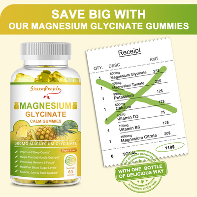 GREENPEOPLE Pineapple Flavor Magnesium Potassium Supplement Gummies Sugar Free