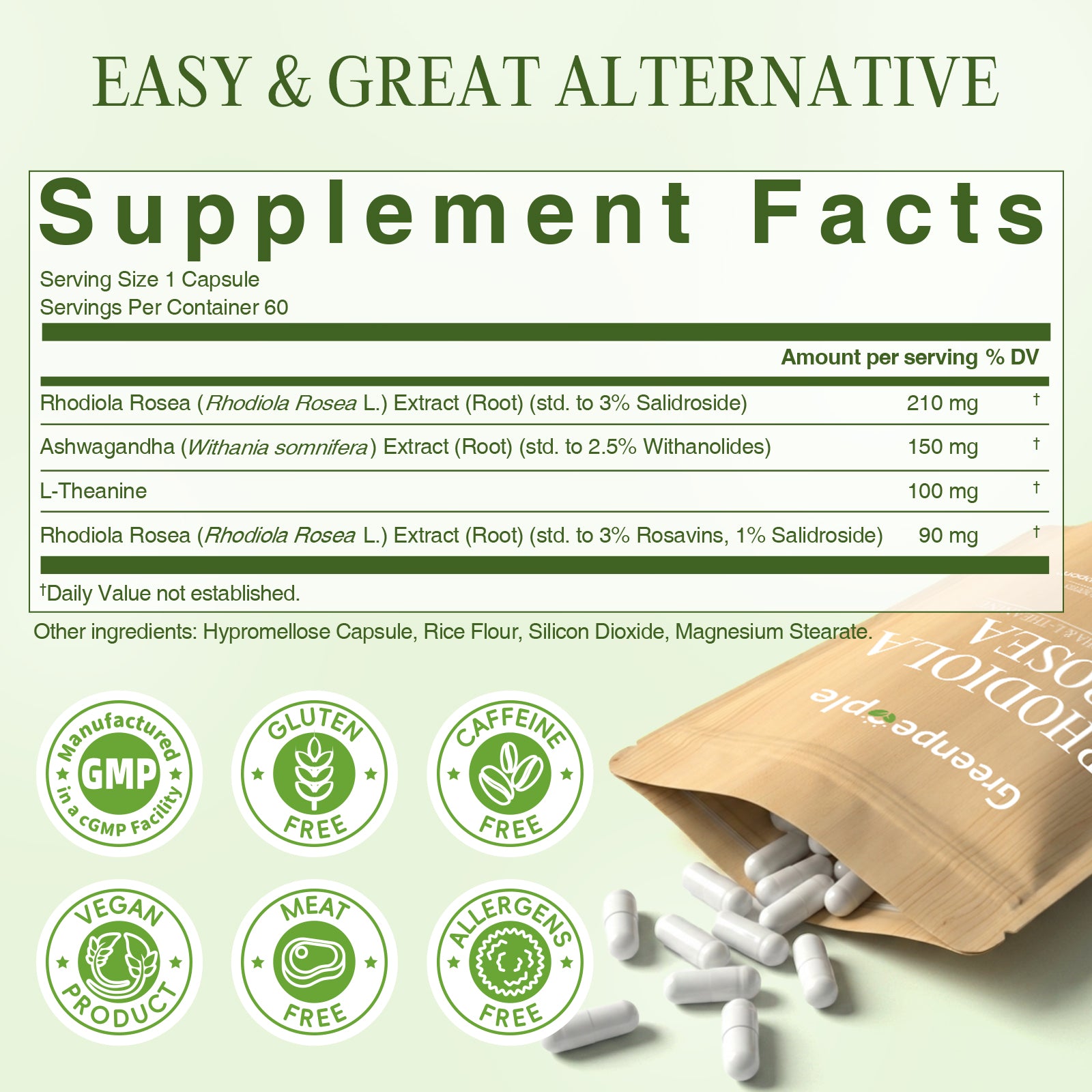 Rhodiola Rosea Complex | Stress, Energy & Focus – 60 Vegan Capsules