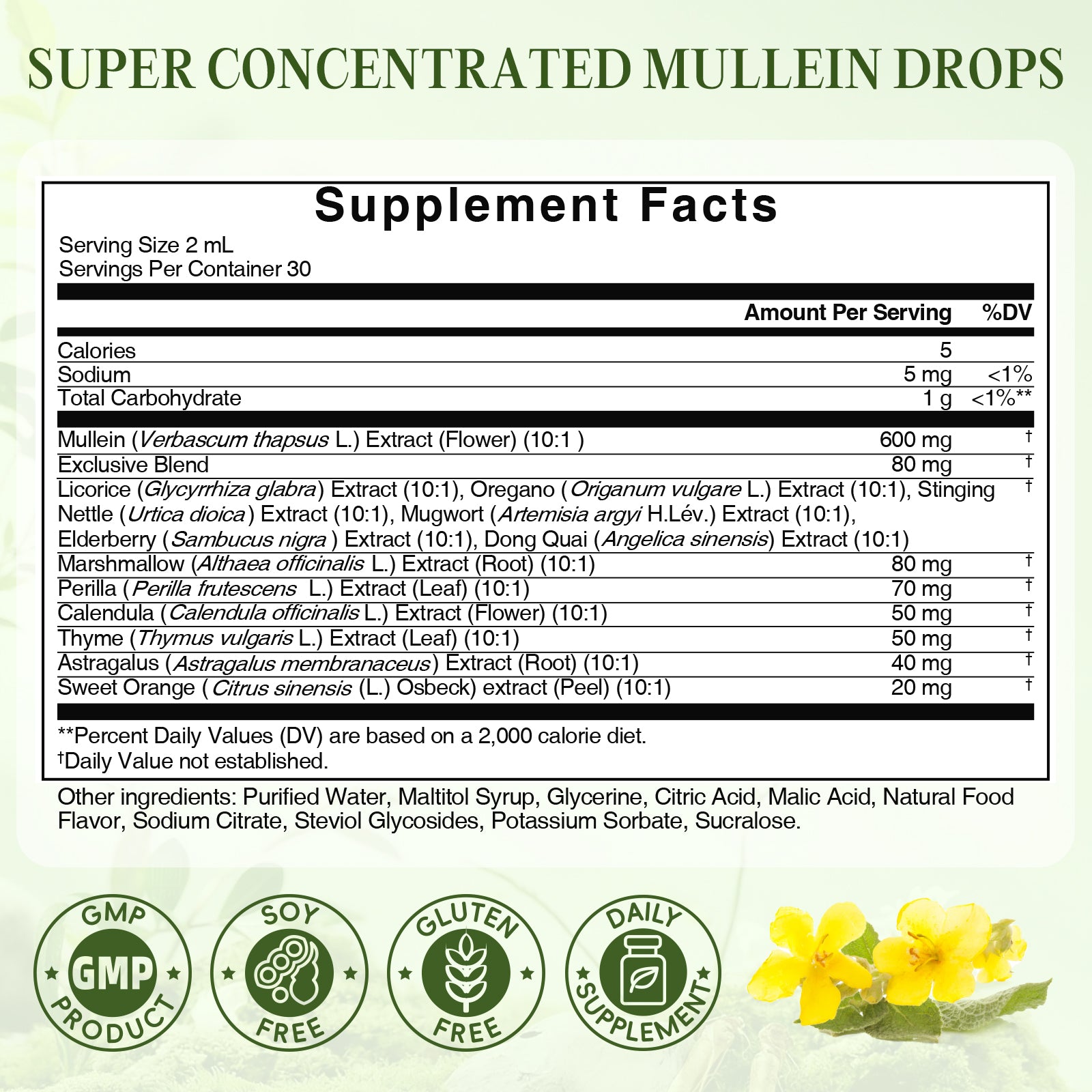 Mullein Liquid Drops 10-in-1 Respiratory Blend | Apple Flavor