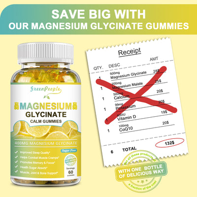 GREENPEOPLE Magnesium Glycinate Gummies Sugar Free Potassium Supplement 400mg