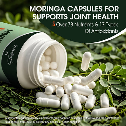 GreenPeople Moringa Capsules with Turmeric & Ginger, A Natural Green Antioxidant Superfood - Supports Energy, Skin Health, Gut Health, with Essential Vitamins & Amino Acids, 120pcs