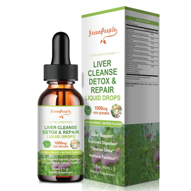 GreenPeople 16 in 1 Liver Support Liquid Drops with Milk Thistle Seed Extract, 2 fl oz, for liver cleanse and detox.