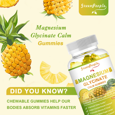 GREENPEOPLE Pineapple Flavor Magnesium Potassium Supplement Gummies Sugar Free