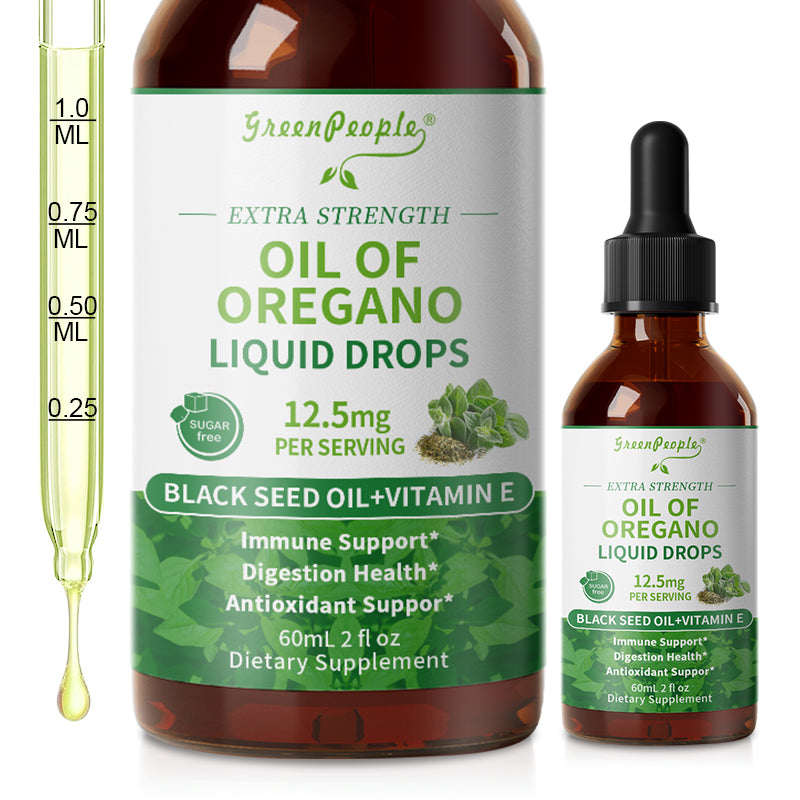 Oregano Oil Drops - Oil of Oregano Liquid - Herbal Blend for Immune Support,Digestive Health,Overall Health - Vegan, Sugar Free,Non-GMO - 2 Fl Oz - GreenPeople