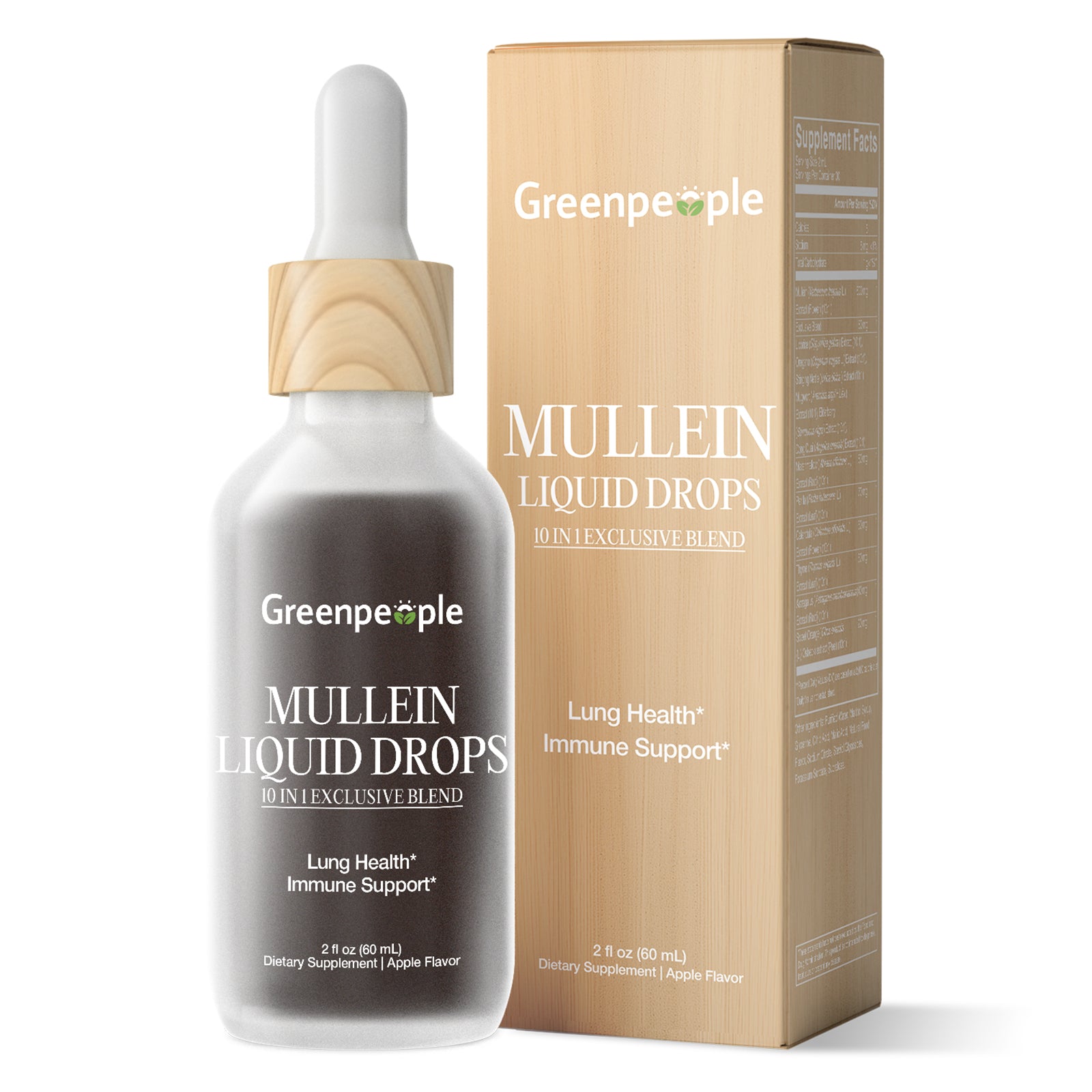 Mullein Liquid Drops 10-in-1 Respiratory Blend | Apple Flavor