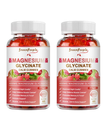 (2 Pack)Magnesium Glycinate Gummies 400mg,with Magnesium Malate,CoQ10 for Calm Mood & Sleep,60 Count