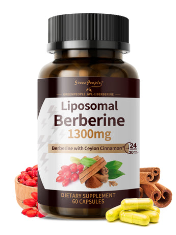 Liposomal Berberine HCl 1300mg with Ceylon Cinnamon – High Absorption, AMPK & GLP-1 Activator – 60 Vegan Capsules