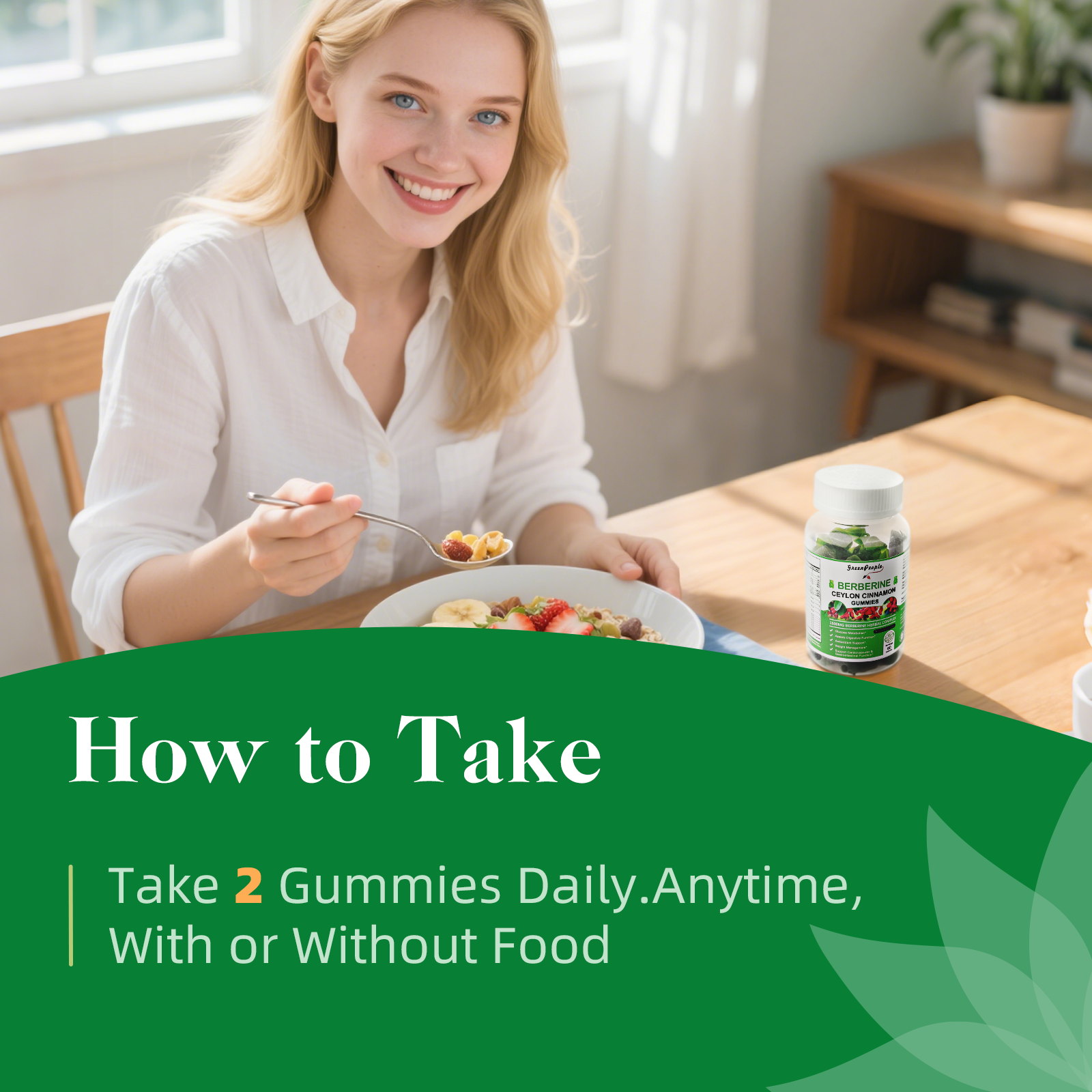(2Pack) Berberine Gummies 1500mg with Ceylon Cinnamon Sugar Free 120 CT Apple Flavor - GreenPeople
