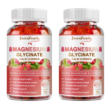 (2 Pack)Magnesium Glycinate Gummies 400mg,with Magnesium Malate,CoQ10 for Calm Mood & Sleep,60 Count