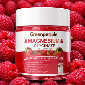 GreenPeople Magnesium Glycinate Gummies 400mg (1-Pack) - Sugar-Free Mag Citrate, D3, B6 for Calm, Sleep & Muscle Support