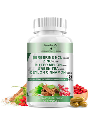 GreenPeople Berberine Supplement  Capsules with Bitter Melon, Chromium, Zinc & Other Natural Herbs