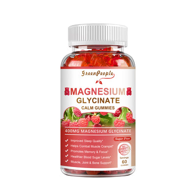 Raspberry Flavor Magnesium Glycinate Gummies for Sleep & Mood Support