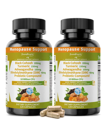 Menopause Supplements for Women – Black Cohosh, Ashwagandha & Probiotic, 120 Capsules (2-Pack)