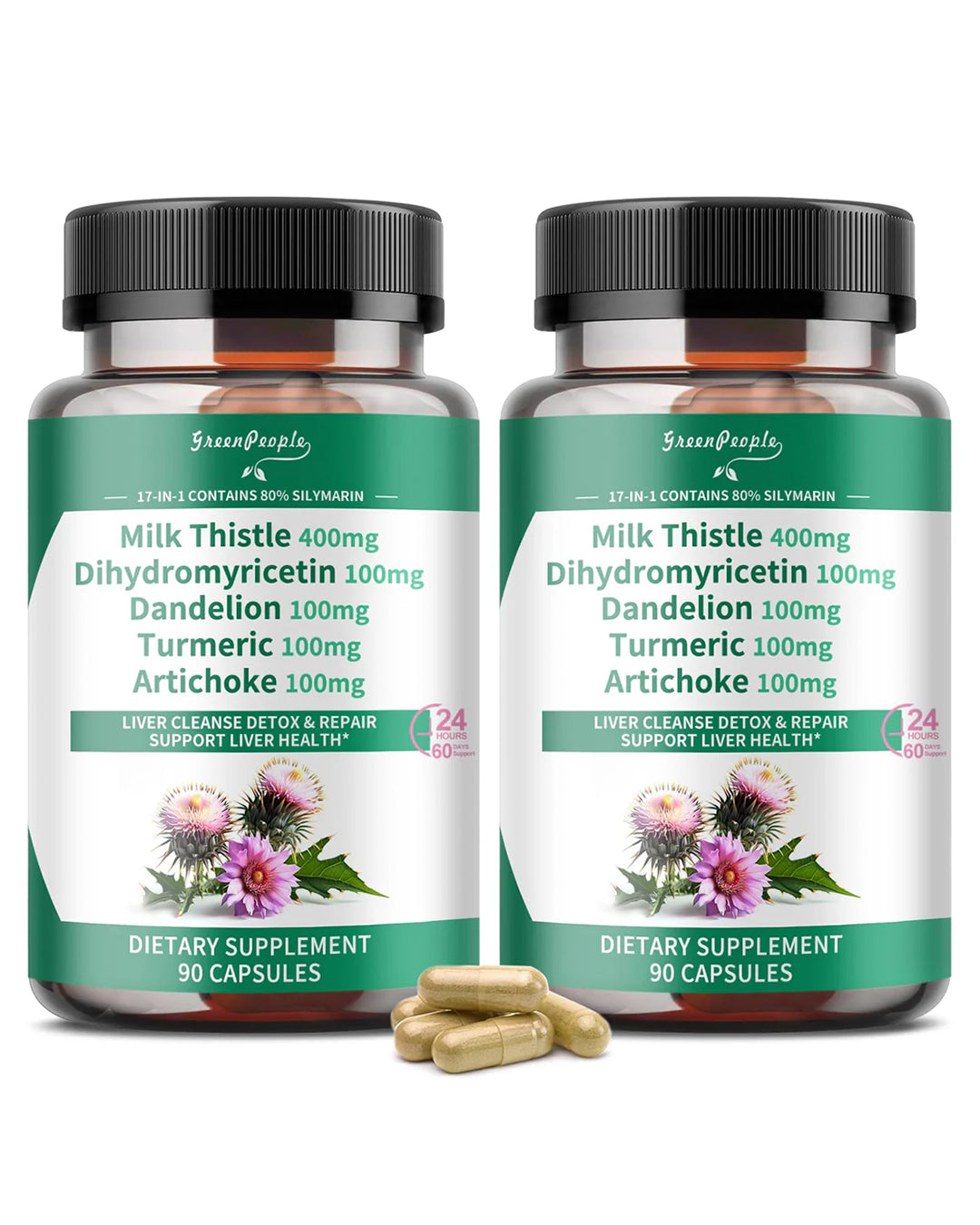 Milk Thistle Liver Detox & Repair Capsules 90pcs 2 Packs - GreenPeople