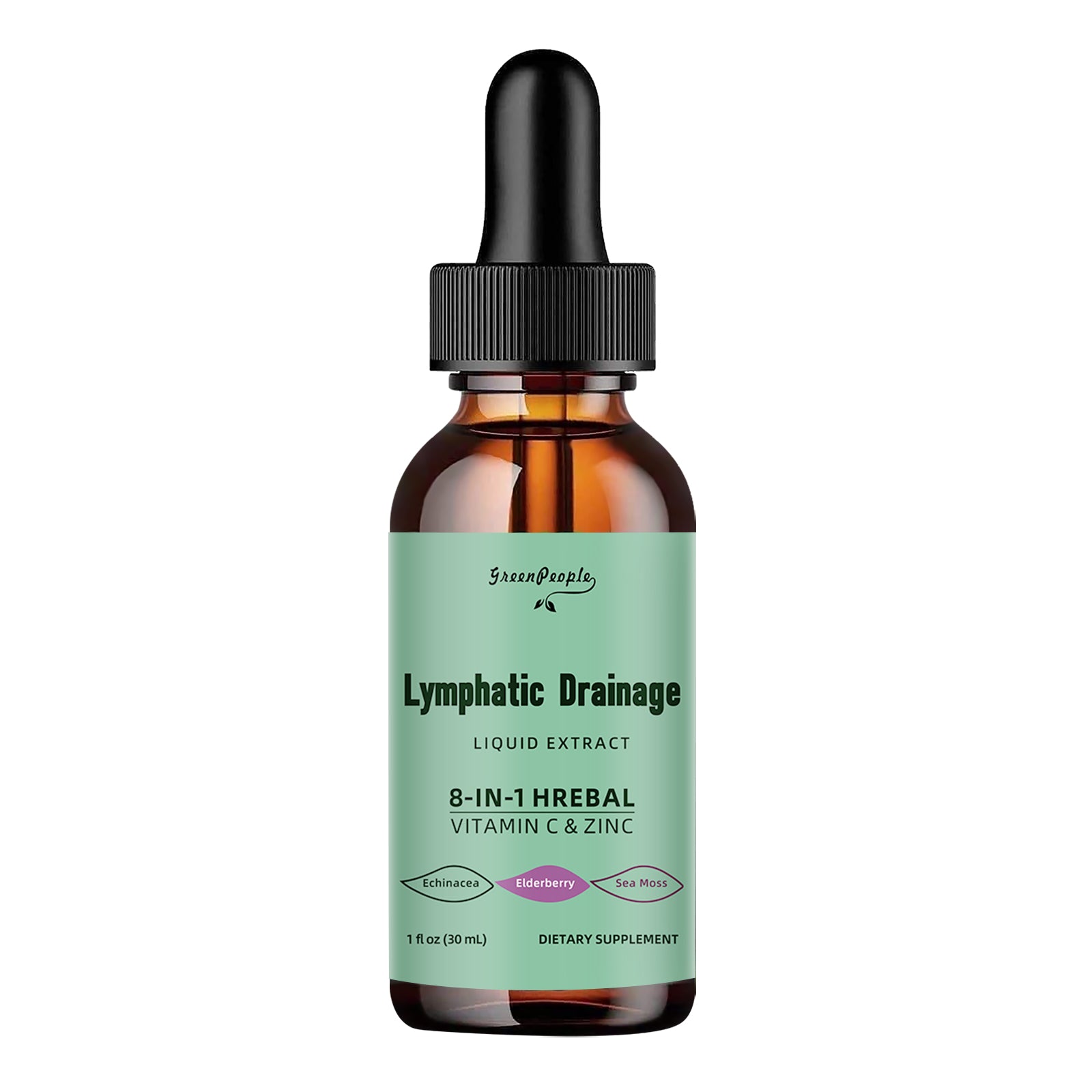 Lymphatic Drainage Drops, 10-in-1 Lymphatic Supplements with Echinacea & Burdock Root- Immune & Detox Boost, Advanced Absorption, Non-GMO (1 fl oz, 1 Pack) - GreenPeople