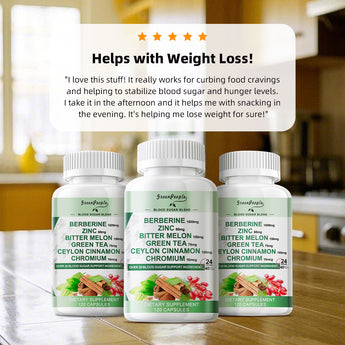 Berberine HCL 1200mg, 120 Capsules Berberine Supplement- Plus Bitter Melon Extract & Ceylon Cinnamon for Immune System