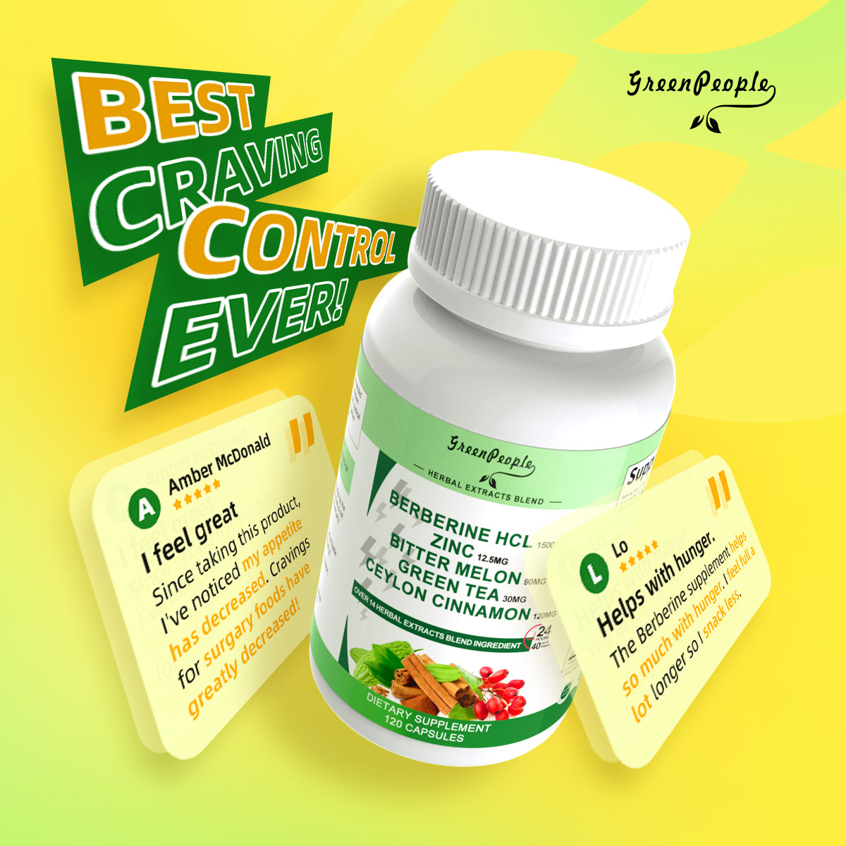 GreenPeople Berberine Supplement  Capsules with Bitter Melon, Zinc & Other Natural Herbs - GreenPeople