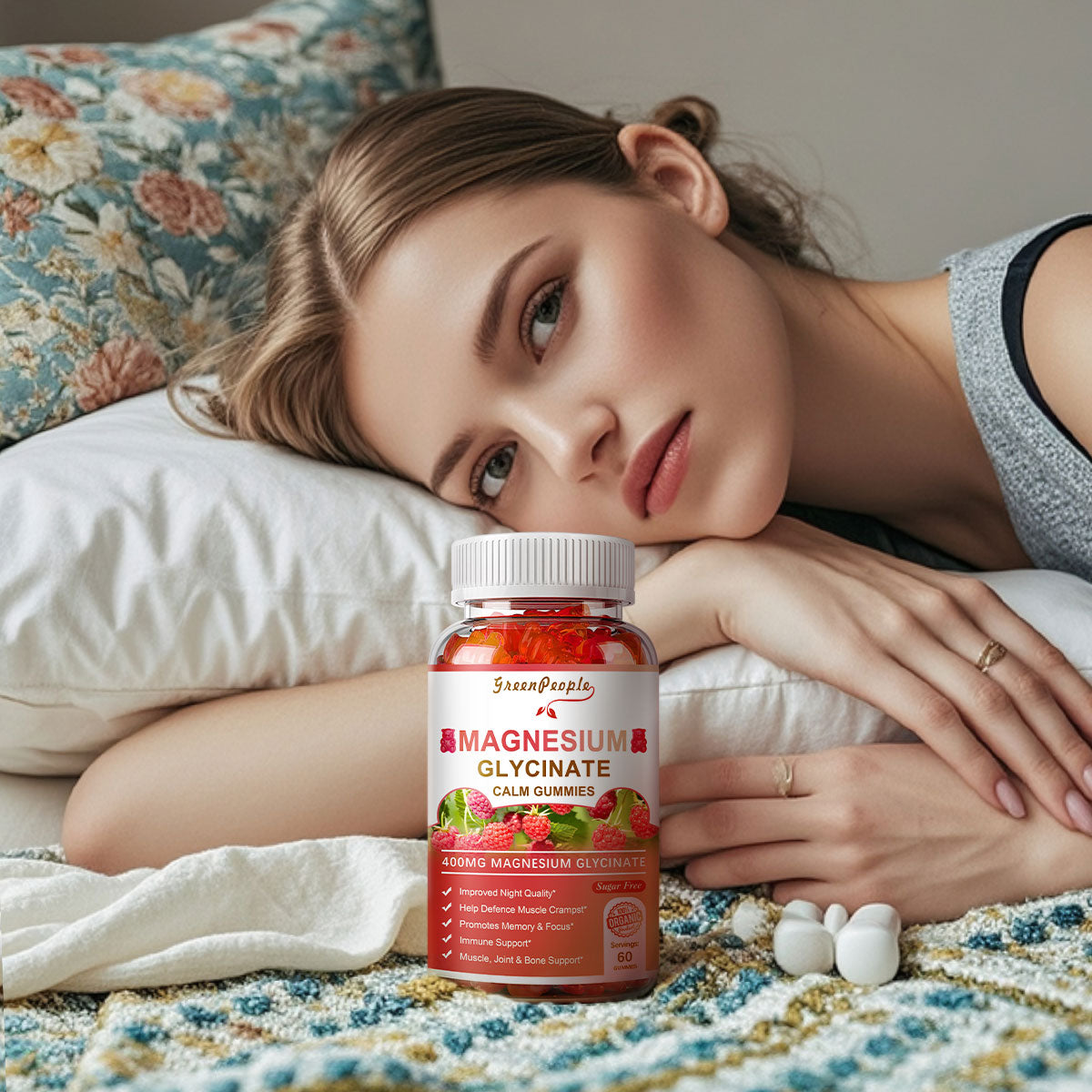GreenPeople Magnesium Calm Gummies – Natural Raspberry, Sleep Support, Vegan & Sugar-Free - GreenPeople