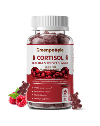 GreenPeople Cortisol Balance Sleep Gummies – 60ct | KSM-66® Ashwagandha, GABA & 5-HTP | Relaxation & Rest Support