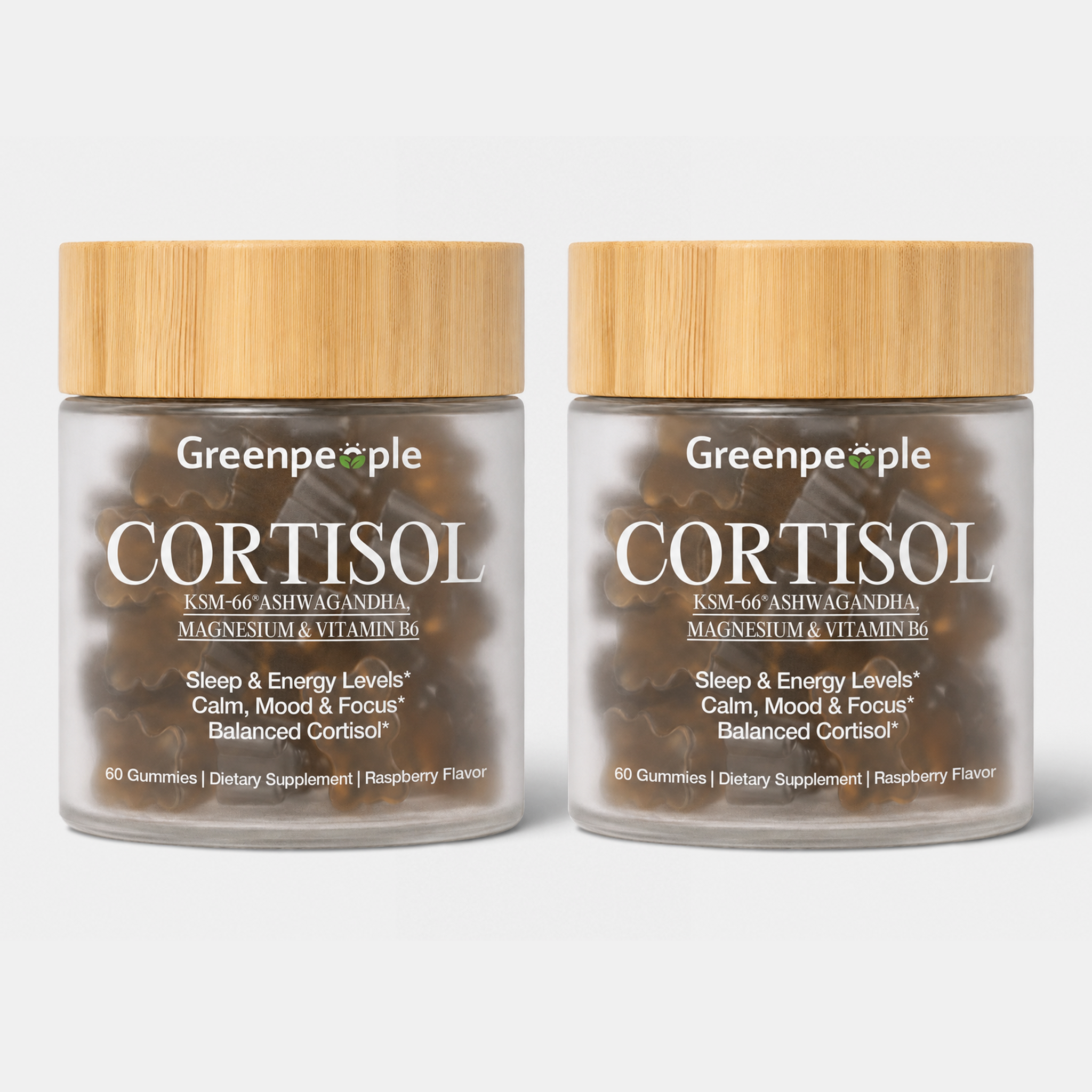 GreenPeople cortisol balance sleep gummies two-pack with 120 total gummies, designed to support adrenal health and restful sleep