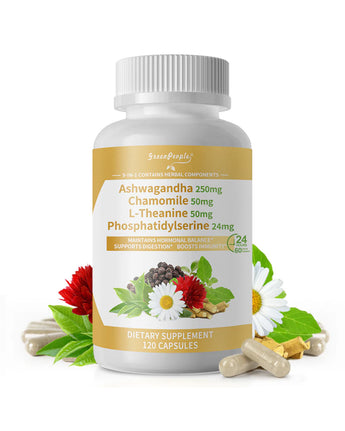 Cortisol Balance Support– 5000mg Ashwagandha + Magnesium Glycinate - 120 Vegan Capsules
