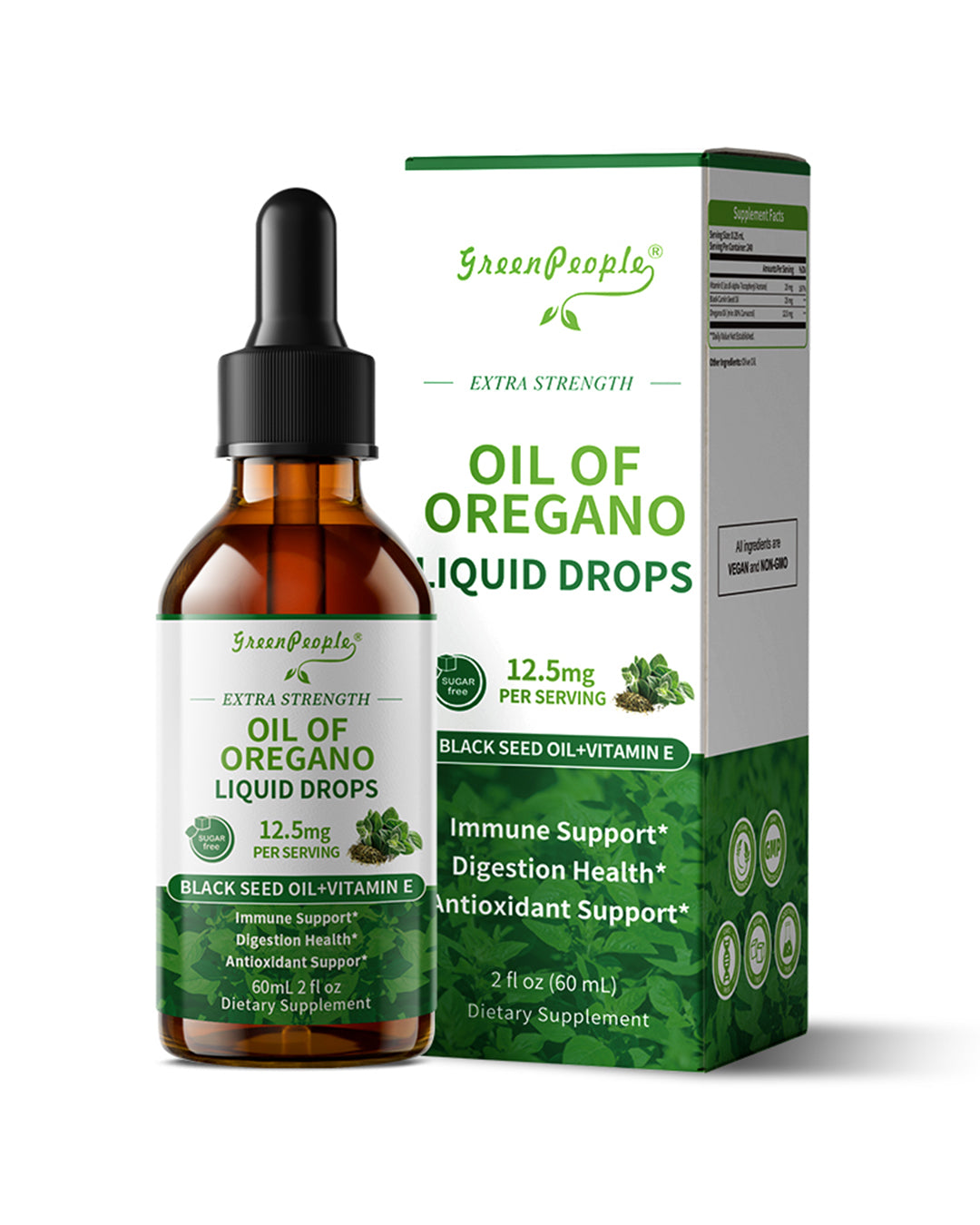 Oregano Oil Drops - Oil of Oregano Liquid - Herbal Blend for Immune Support,Digestive Health,Overall Health - Vegan, Sugar Free,Non-GMO - 2 Fl Oz - GreenPeople