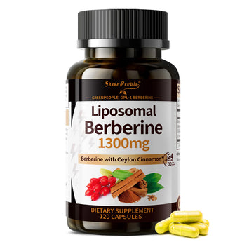 GreenPeople Liposomal Berberine 1300mg + Ceylon Cinnamon | 120 Vegan Capsules | 2-Month Supply