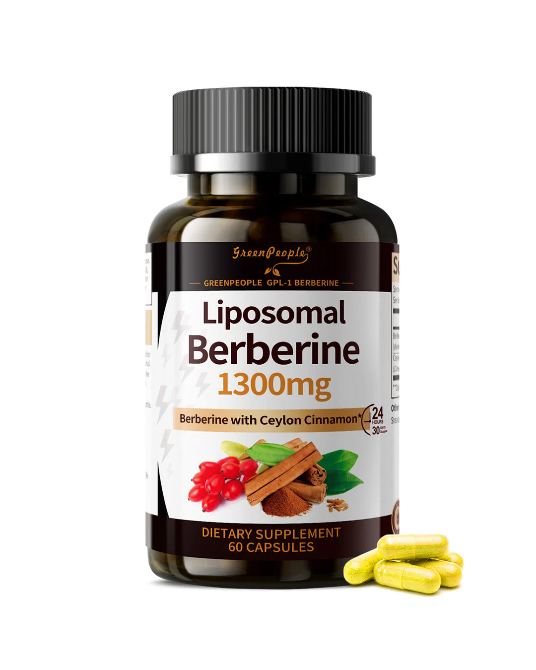 Liposomal Berberine HCl 1300mg with Ceylon Cinnamon – High Absorption, AMPK & GLP-1 Activator – 60 Vegan Capsules - GreenPeople