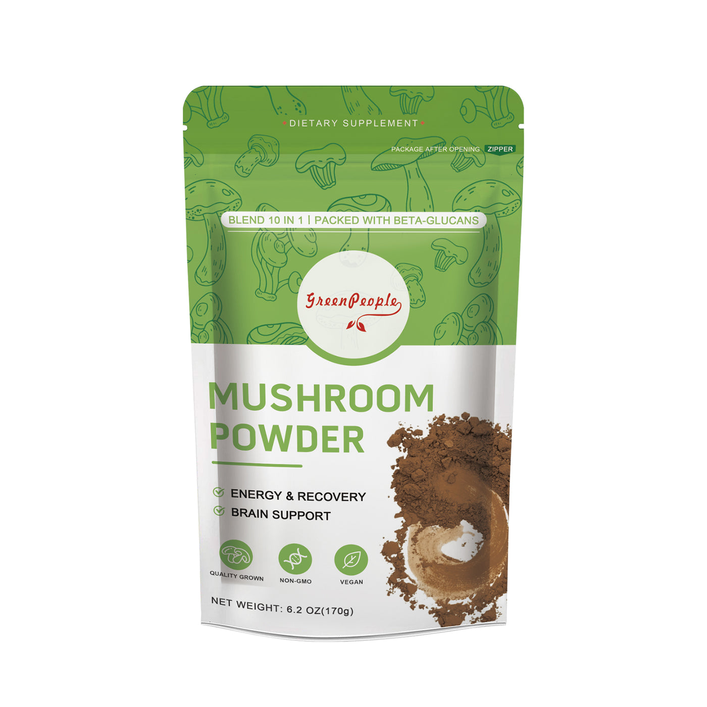 GREENPEOPLE Mushroom Blend Powder Supplement for Coffee & Smoothies