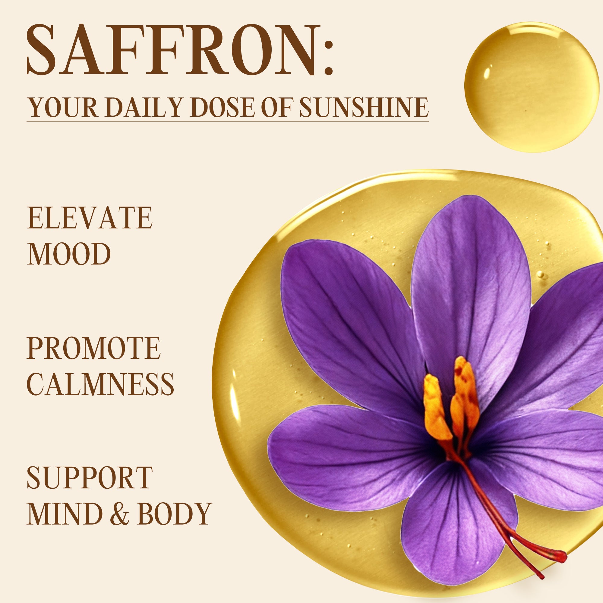 GreenPeople 24-in-1 saffron extract drops in a 2 fl oz bottle, showing the amber-colored liquid and dropper for dosage.