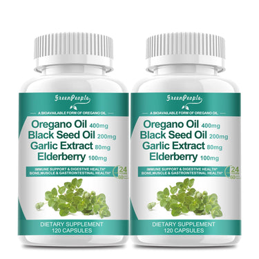 GreenPeople Oregano Oil Complex – 120 Vegan Capsules, Immune & Digestive Support Supplement 2 Bottles