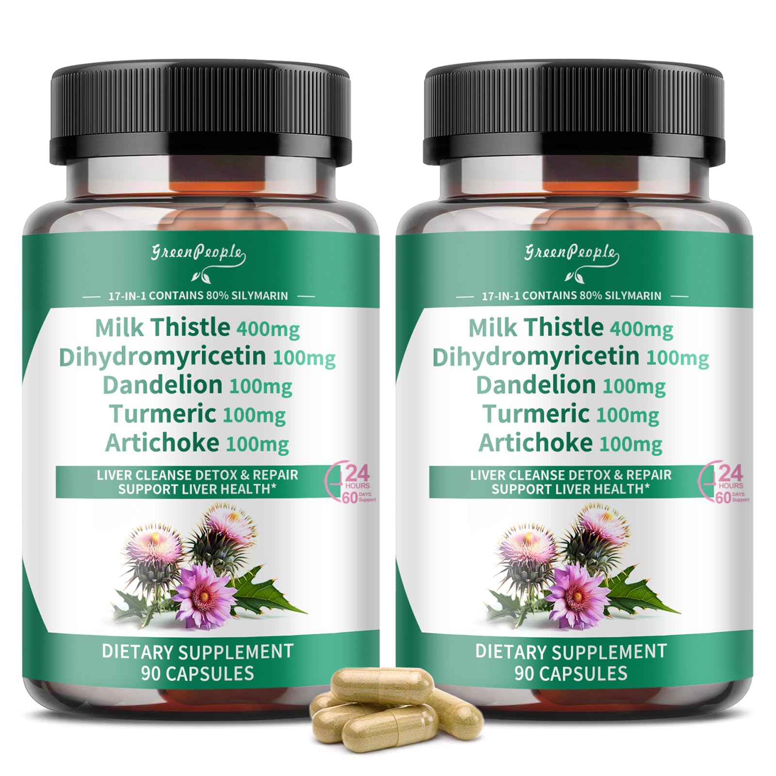 Milk Thistle Liver Detox & Repair Capsules 90pcs 2 Packs - GreenPeople