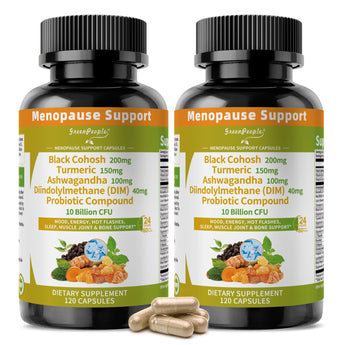 Menopause Supplements for Women – Black Cohosh, Ashwagandha & Probiotic, 120 Capsules (2-Pack)