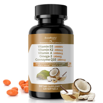 Vitamin D3 K2 10,000 IU Softgels with Vitamin A, Omega-3 & CoQ10 –  5-in-1 Formula for Bone, Heart & Immune Support – 120 Softgels