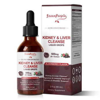 Kidney & Liver Cleanse Detox Drops – 27-in-1 Herbal Support with Cranberry 20:1, Milk Thistle, Chanca Piedra & Artichoke – Urinary Tract, Kidney & Liver Health – Vegan, Elderberry Flavor, 2 fl oz