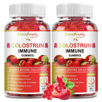 Biotin Gummies with Bovine Colostrum,Hair Skin and Nails Vitamins for Women & Men Strawberry 60 Day Supply