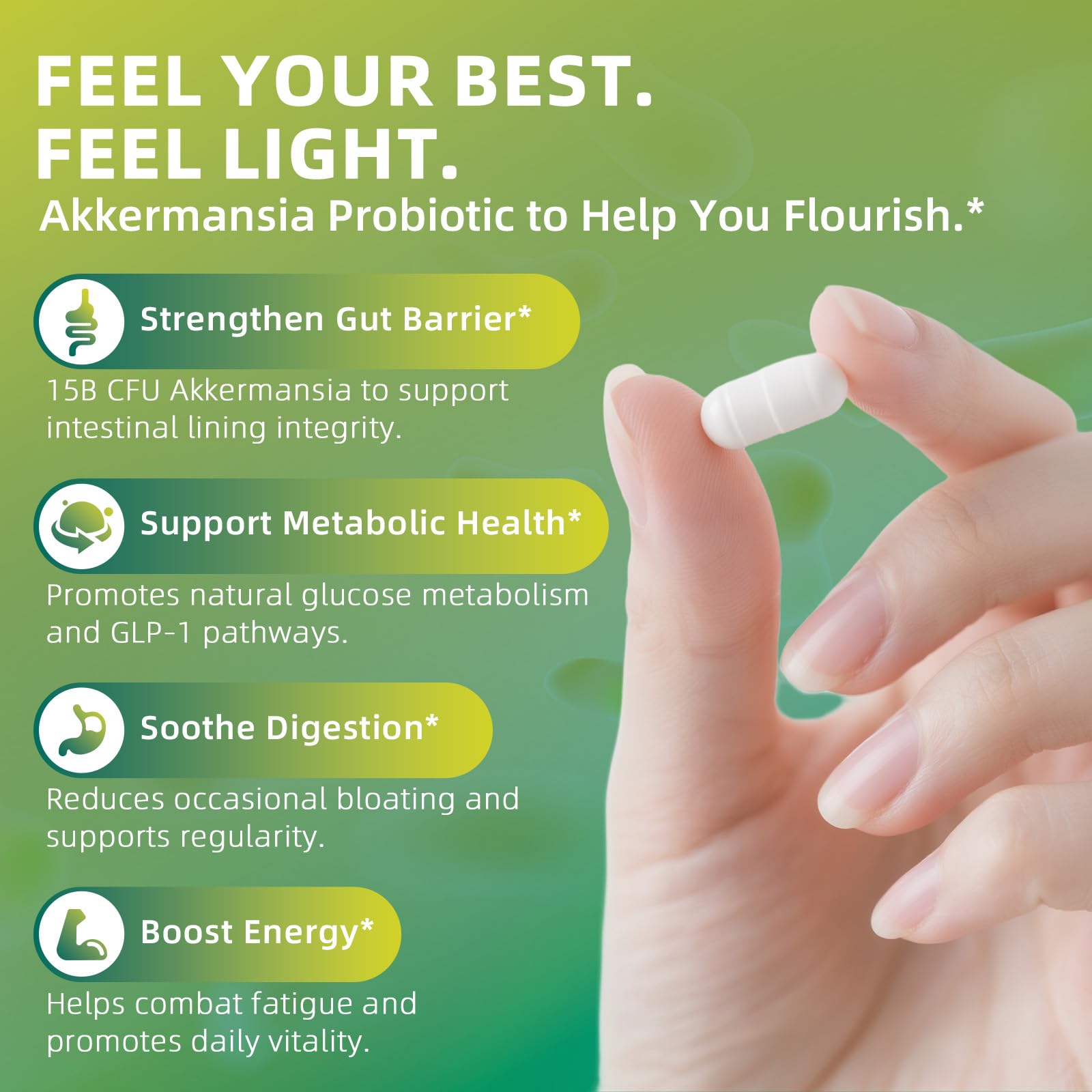 GreenPeople Akkermansia Probiotics 15B CFU with Ceylon Cinnamon & Turmeric – Gut & Metabolic Support, 60 Capsules - GreenPeople