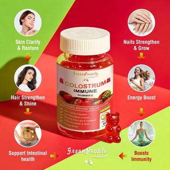 Biotin Gummies with Bovine Colostrum,Hair Skin and Nails Vitamins for Women & Men Strawberry 60 Day Supply