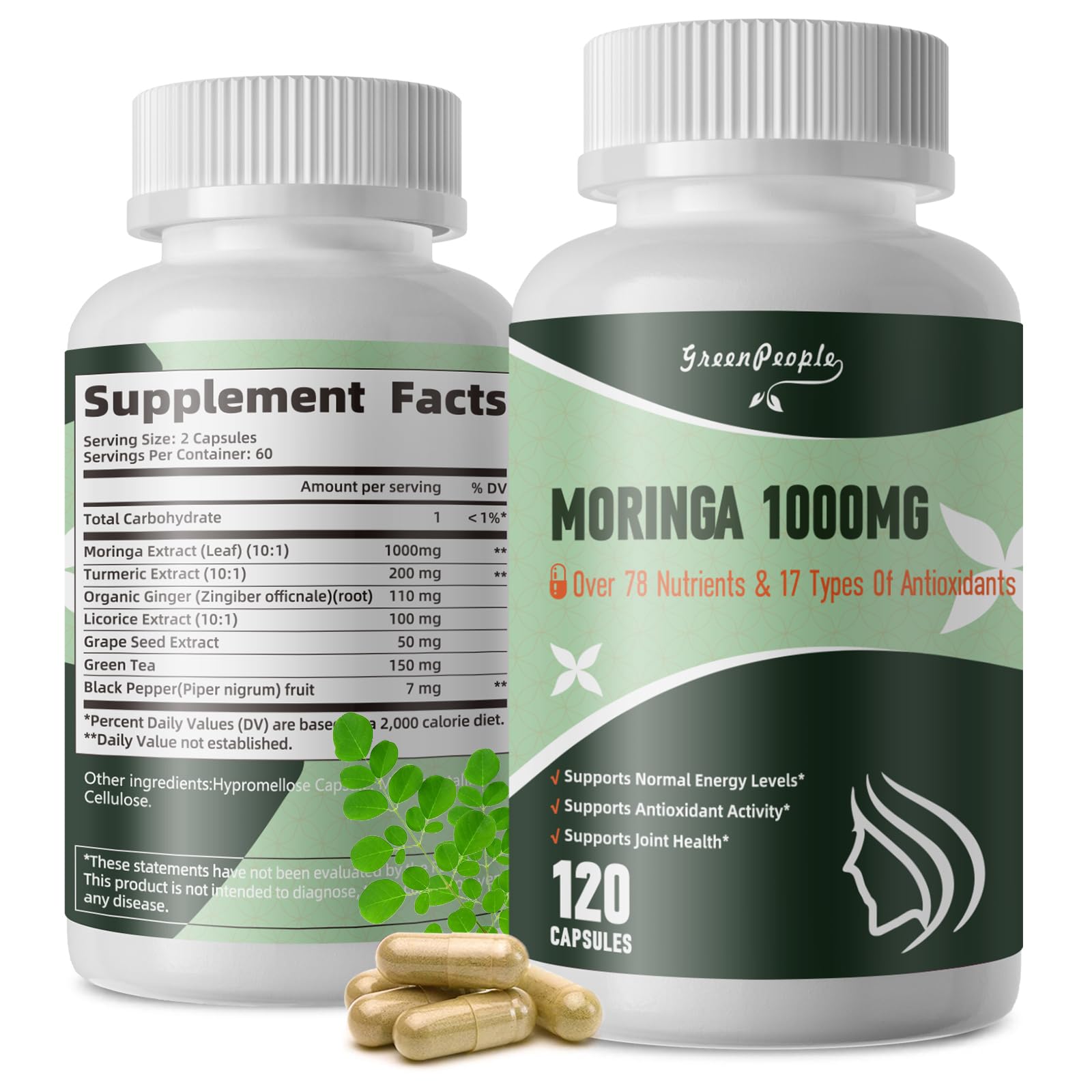 Liposomal Moringa Capsules 1500mg – 98% Absorption Superfood Supplement | Immune, Gut, Energy, Skin Support – 120 Vegan Capsules, Non-GMO - GreenPeople