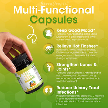 Menopause Support for Women – Hormone Balance, Hot Flash & Mood Relief with Black Cohosh, Ashwagandha, Turmeric & Probiotics – 90 Vegan Capsules