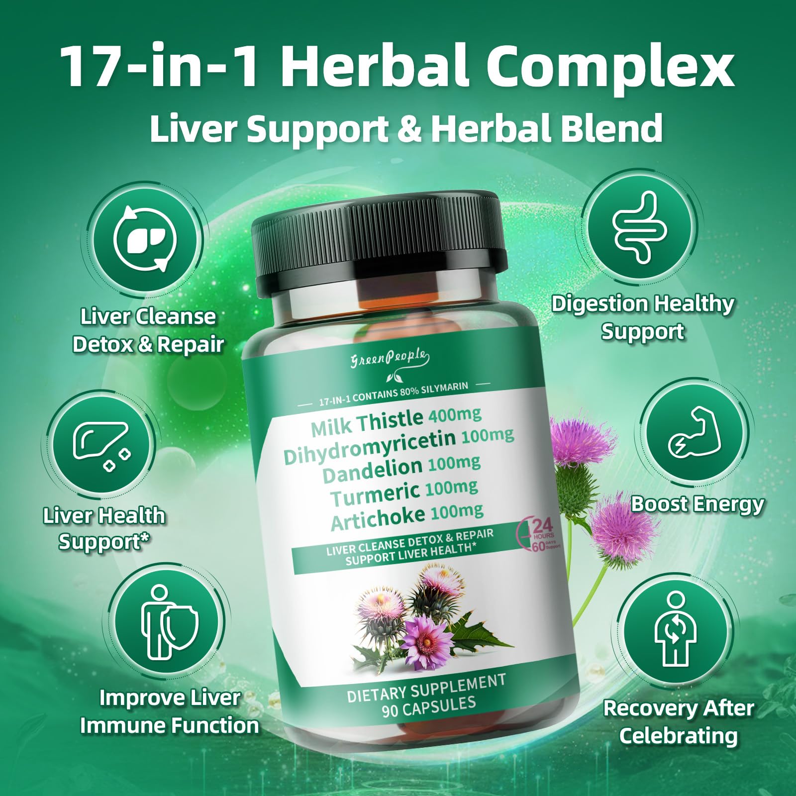 Milk Thistle Liver Detox & Repair Capsules 90pcs 2 Packs - GreenPeople