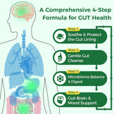 GreenPeople 4-in-1 gut-brain restore capsules with probiotics, postbiotics, and digestive enzymes in a 120-capsule bottle.