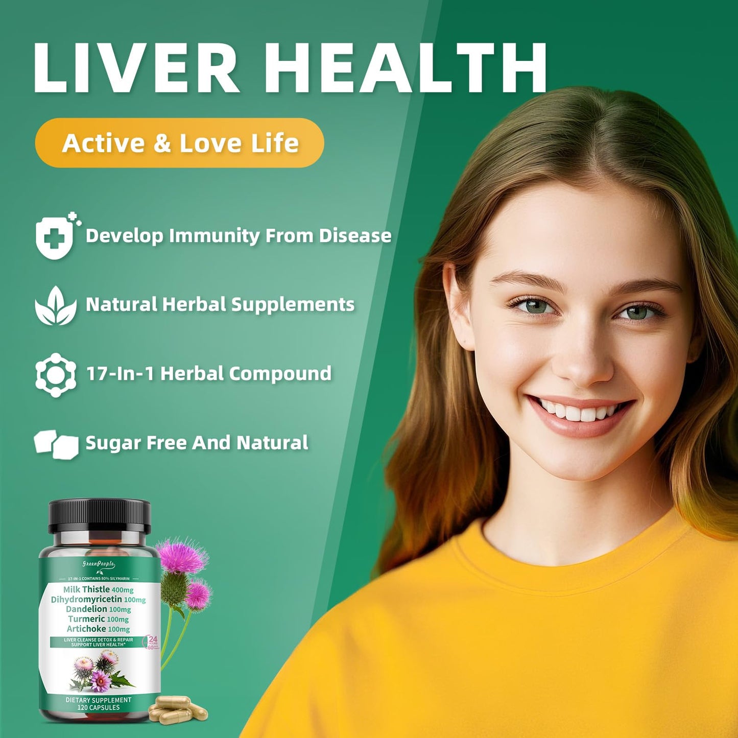 Liver Cleanse Detox & Repair Capsules Supplement 120pcs