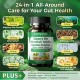 GreenPeople 4-in-1 Gut-Brain Restore capsules, showing 120 vegetarian capsules for probiotics, postbiotics, and digestive enzymes.