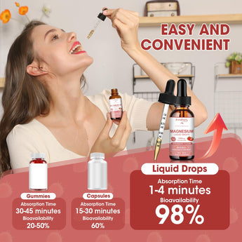 Magnesium Glycinate Liquid Drops 1000mg 5-in-1 – High Absorption, D3/K2/B6, Sleep & Muscle Support, Sugar-Free Strawberry, 2oz 2-Pack