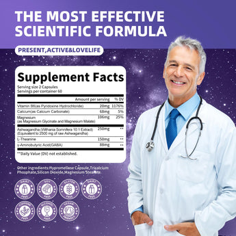 Magnesium Glycinate Ashwagandha Supplement Capsules 120 Counts