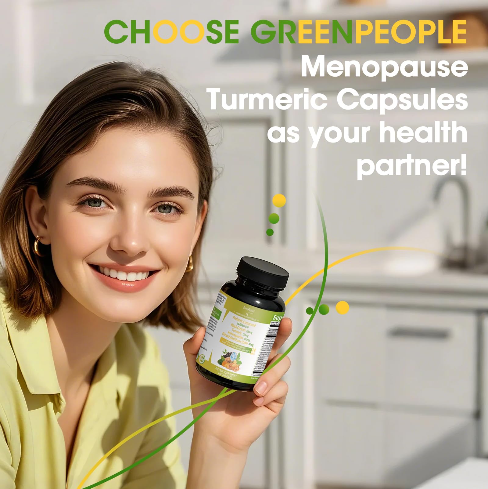 Menopause Support for Women – Estrogen Balance with Black Cohosh, Ashwagandha & Turmeric – Hot Flash & Mood Relief – 120 Vegan Capsules - GreenPeople