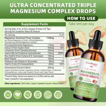 GreenPeople Magnesium Glycinate Liquid Drops – 17-in-1 High Absorption Magnesium for Sleep, Calm Mood & Daily Wellness, Strawberry Flavor